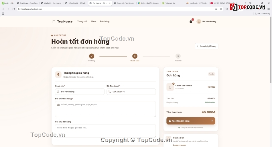 web bán trà sữa,quán lý quán trà sữa,code web bán trà sữa,Sharecode